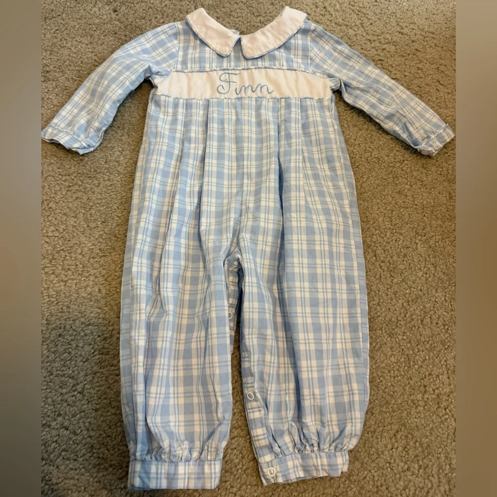 Smocked "Finn" Romper - Picture 1 of 3